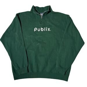 Publix Supermarket Quarter Zip Pullover Sweatshirt Green Men’s Size XL Grocery